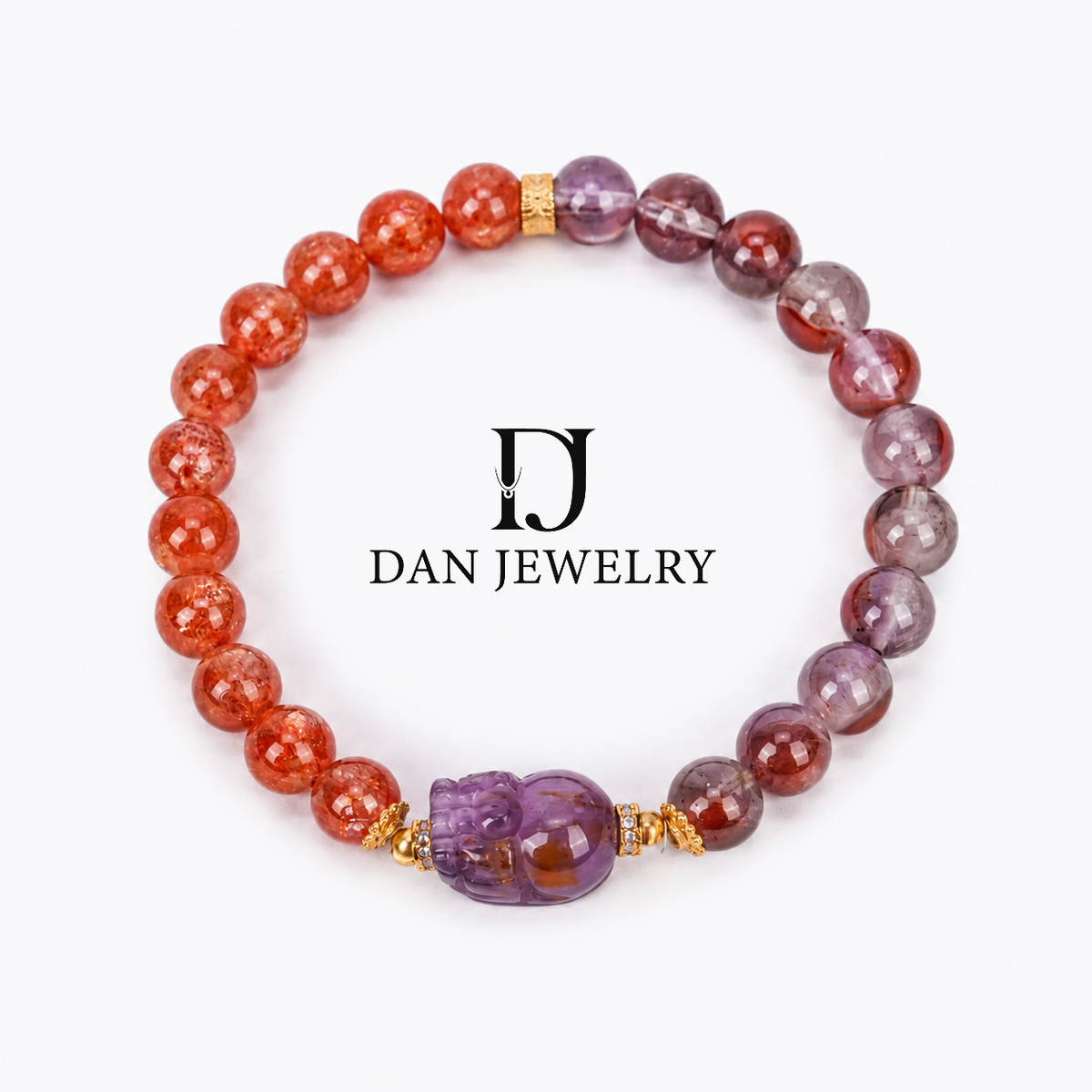 Gradient Orange-Purple Crystal Pixiu Bracelet D2607262