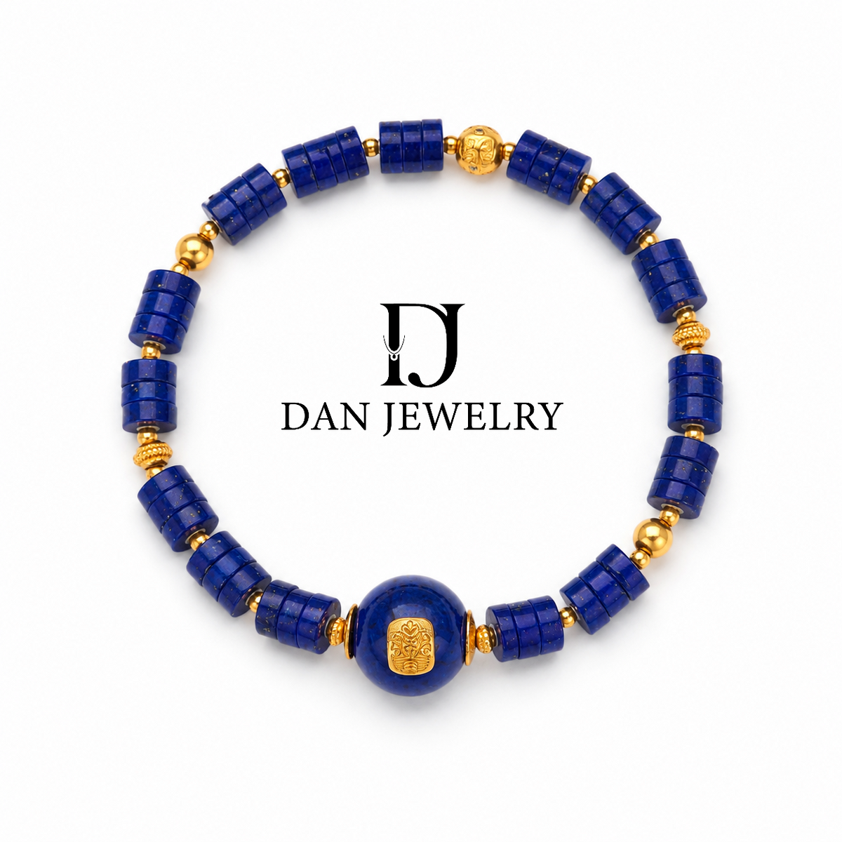 Rectangular Lapis Lazuli Open Bangle with Gold-Tone Finish D2607319