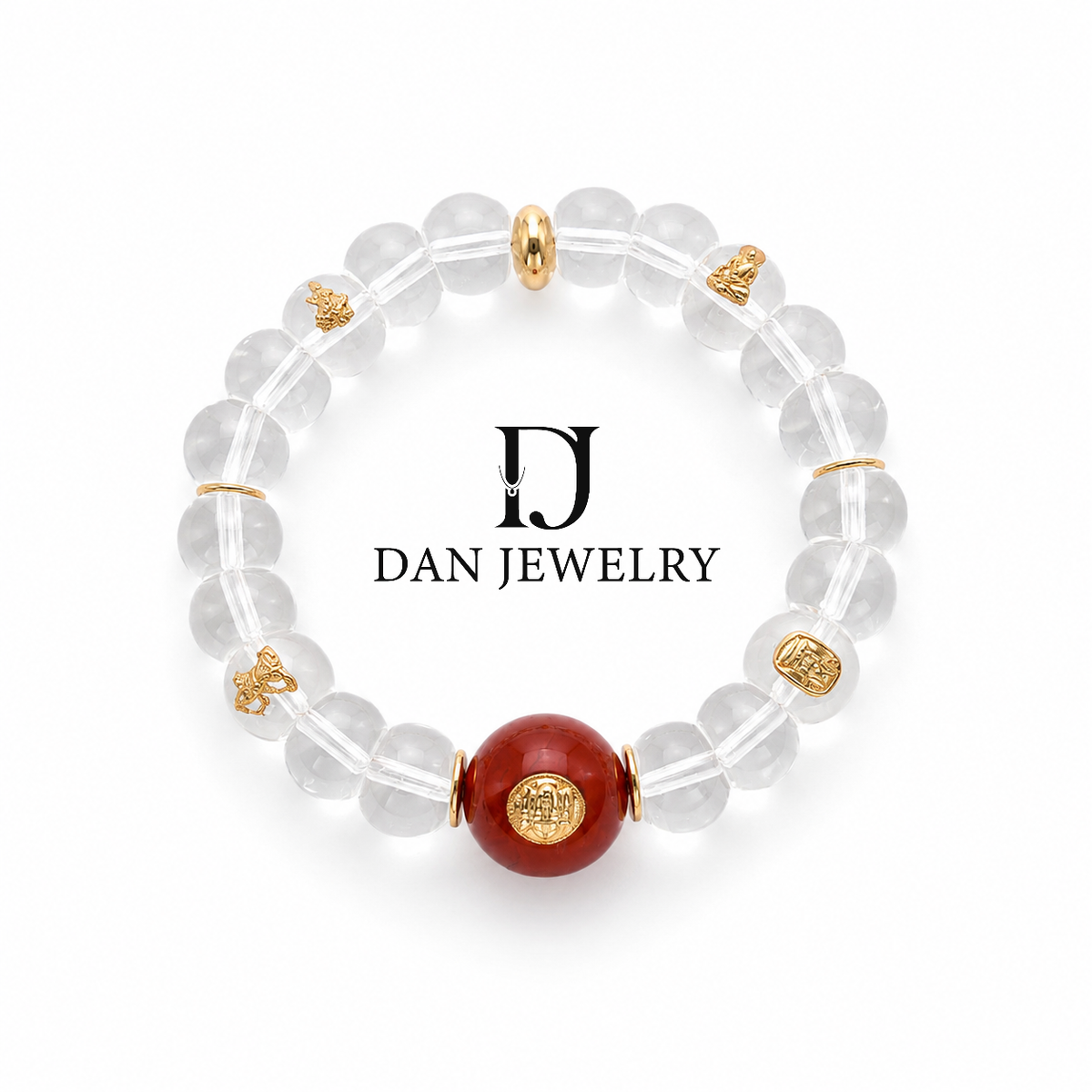 Nanhong Agate and Clear Quartz Gold-Accent Bracelet D2607266