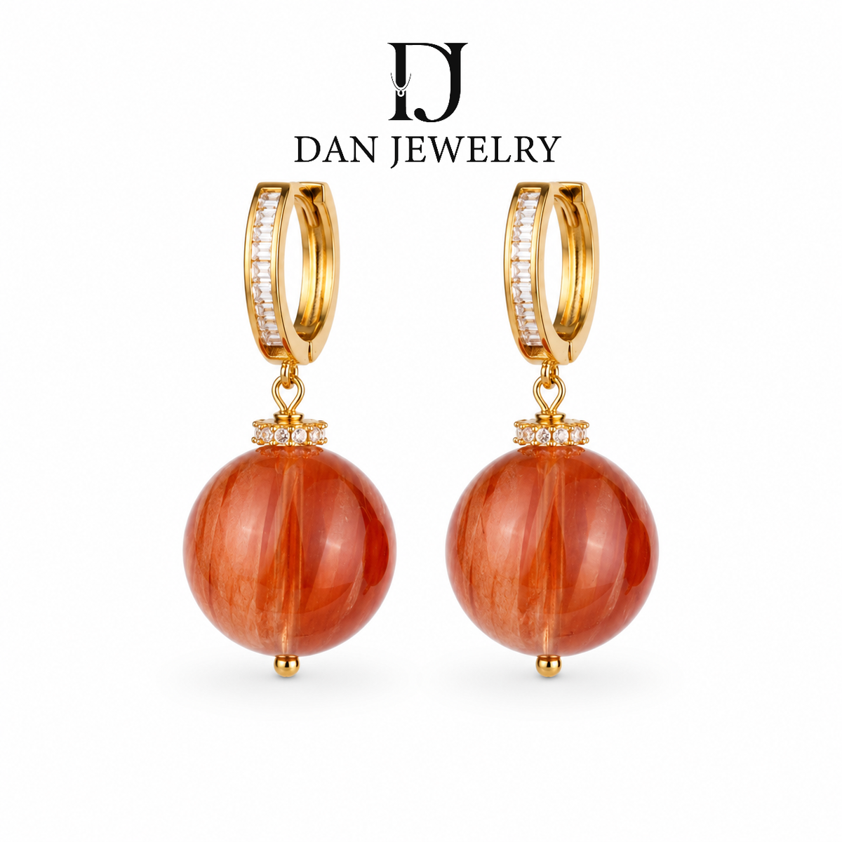 Carved Pumpkin Orange Crystal Gold-Tone Earrings D2607277