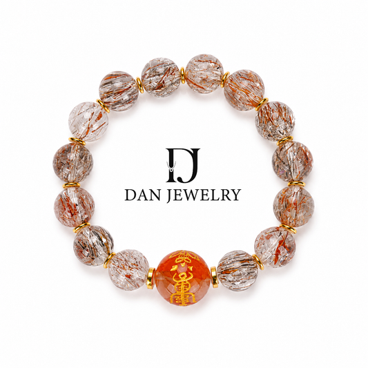 Carved Smoky Quartz Gold Spacer Vintage Bracelet D2607263