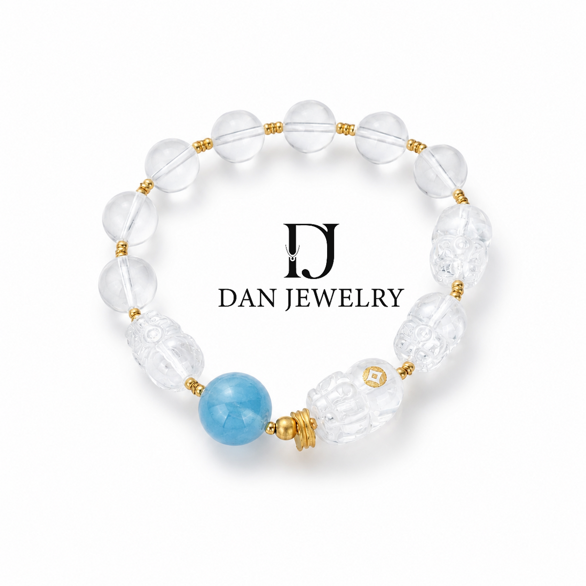 Double Pixiu Aquamarine Crystal Bracelet D2607265