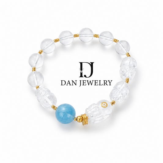 Double Pixiu Aquamarine Crystal Bracelet D2607265
