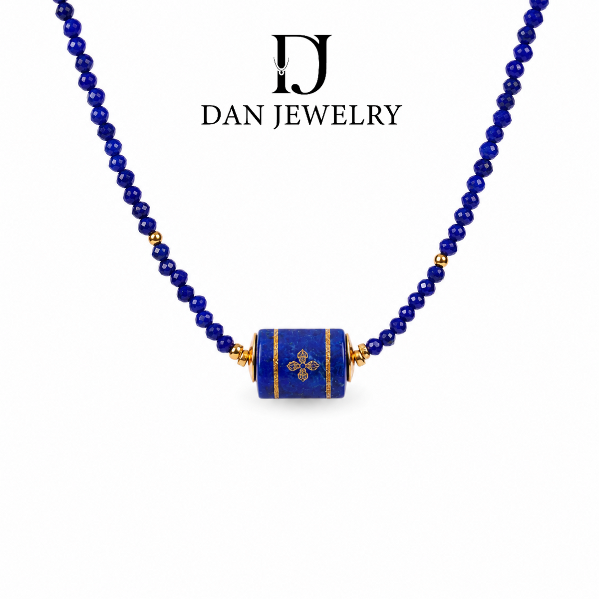 Carved Barrel Bead Lapis Lazuli Necklace D2607303