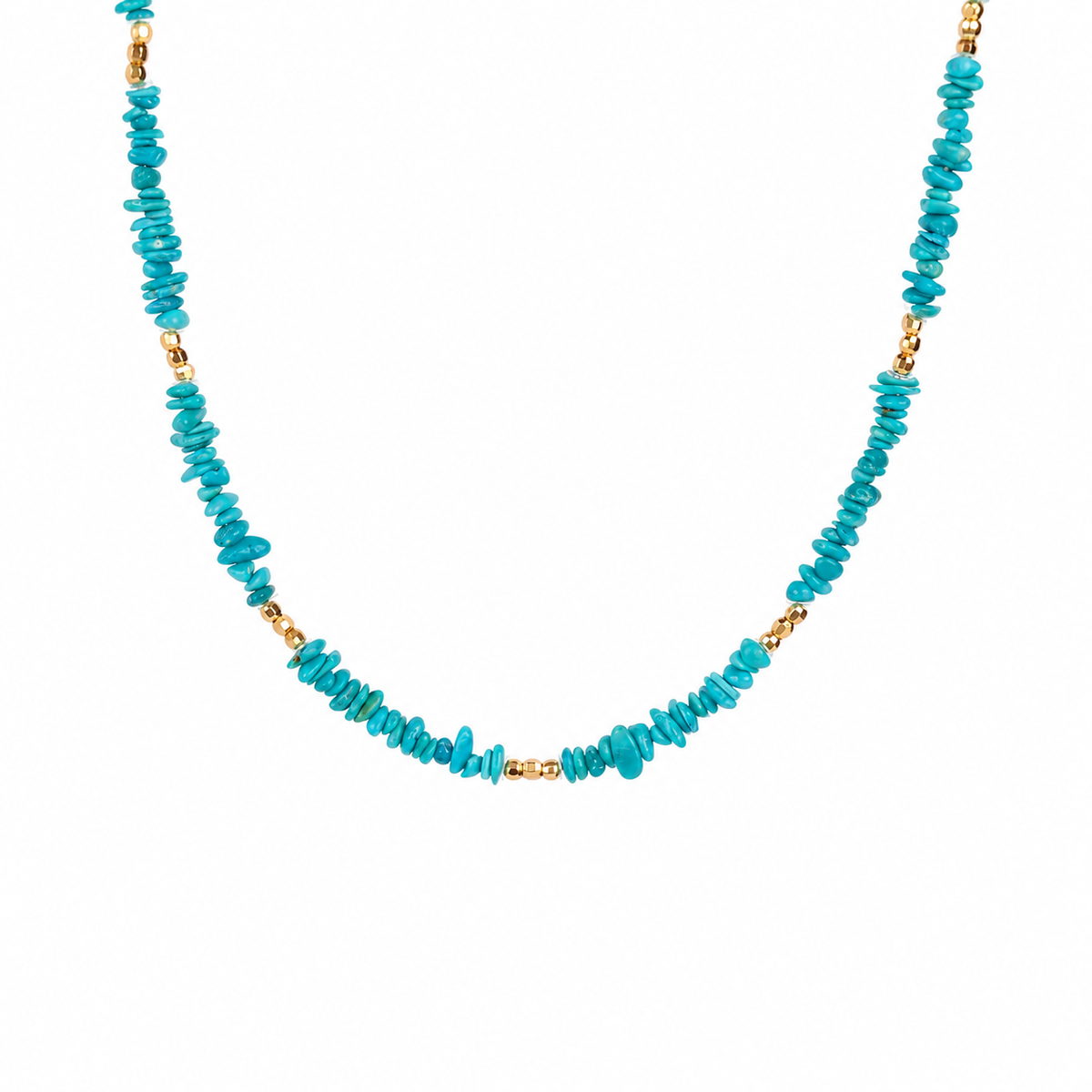 Multi-Layer Turquoise Bead & Gold Spacer Long Necklace D2607292