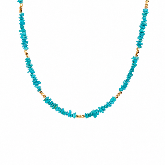 Multi-Layer Turquoise Bead & Gold Spacer Long Necklace D2607292
