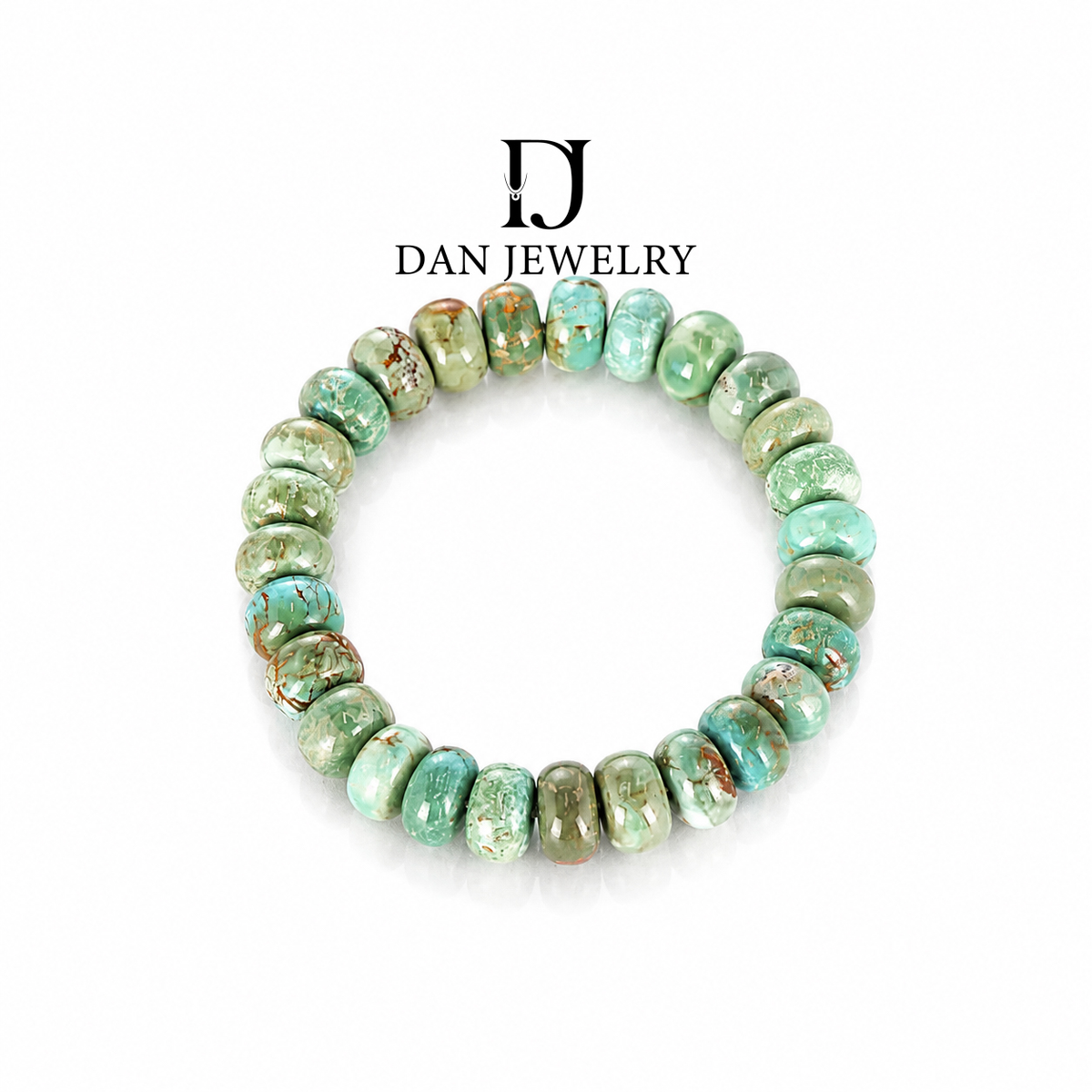 American Turquoise Army Green Rondelle Bead Bracelet D2609041