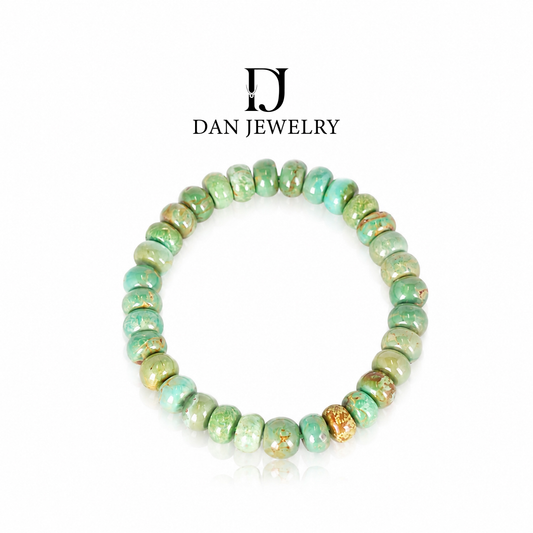 American Turquoise Landscape Rondelle Bead Bracelet D2609042
