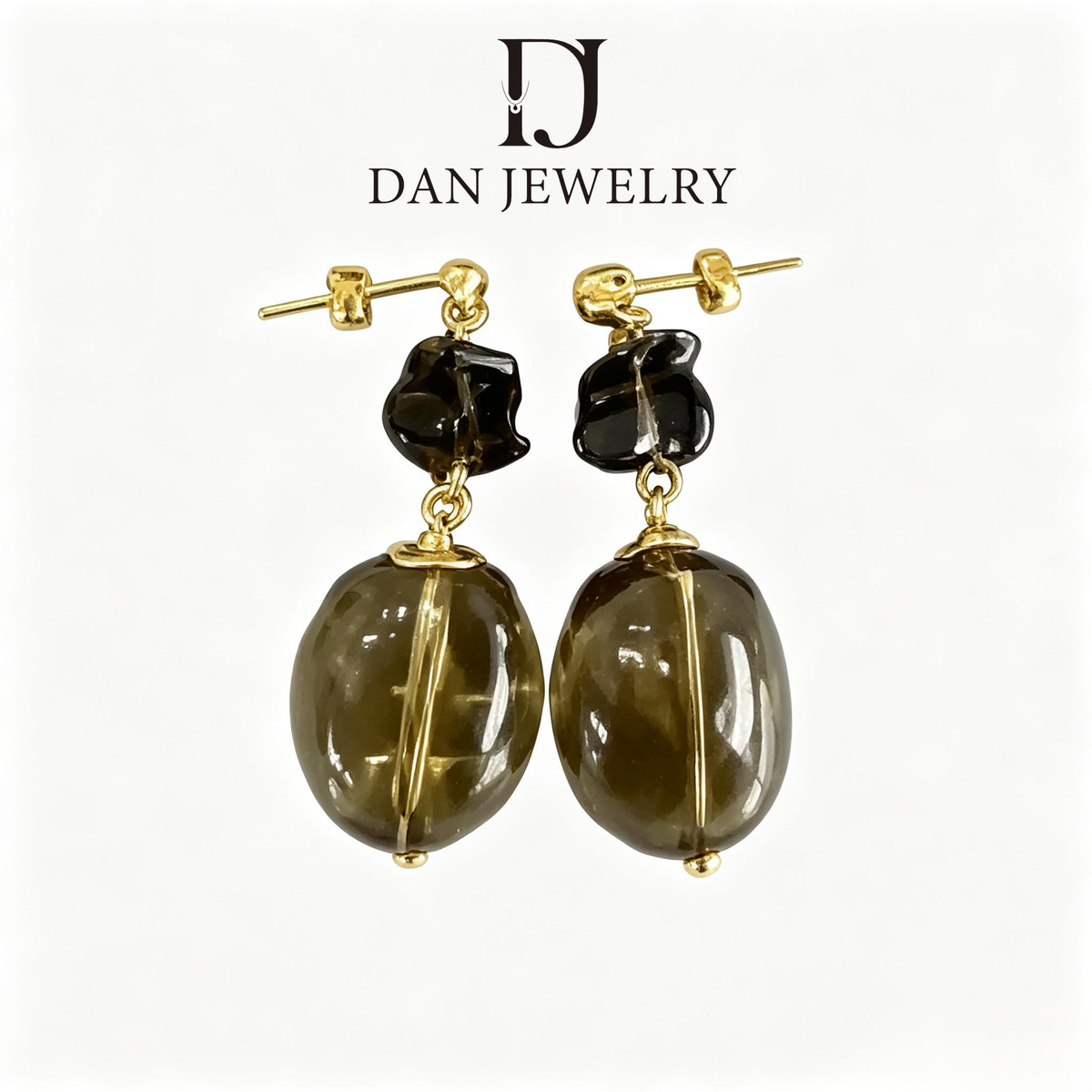 Oval Smoky Quartz Gold-Tone Drop Earrings D2607270