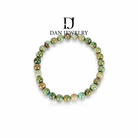 American Turquoise Landscape Bead Bracelet D2609043