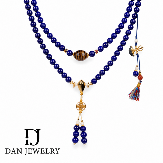 Vintage Lapis Lazuli Necklace with Colorful Tassel Pendant D2607328