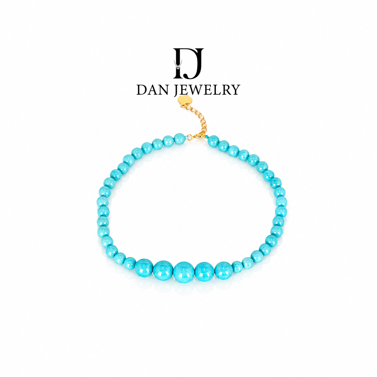 Natural Mined Gemstone Gradient Round Bead Bracelet with 18K Gold D2609048