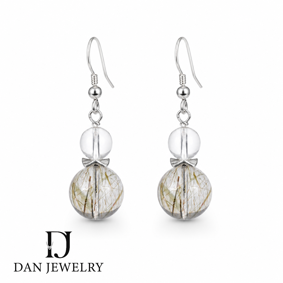 Gourd-Shaped Clear Quartz Sterling Silver Drop Earrings D2607281