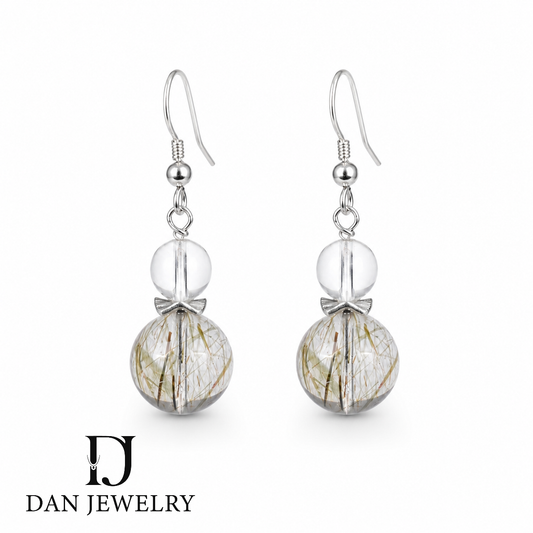 Gourd-Shaped Clear Quartz Sterling Silver Drop Earrings D2607281