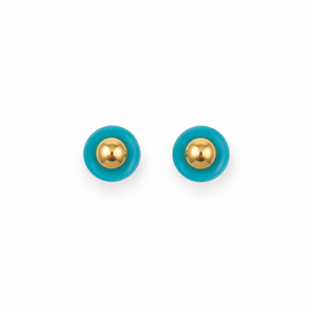 High-Grade Blue Turquoise Solid Gold-Core Barrel Bead D2607293