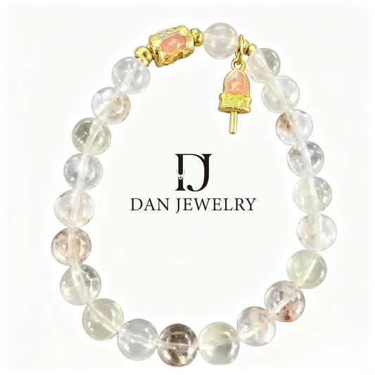 Translucent Snowflake Crystal Enamel Ice Cream Charm Bracelet D2607250