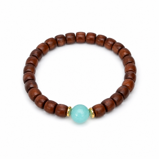 Peach Wood & High-Grade Turquoise Multi-Wrap Bracelet D2607297