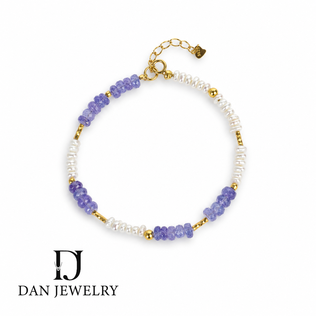 Tanzanite and Pearl Adjustable Delicate Bracelet D2607255