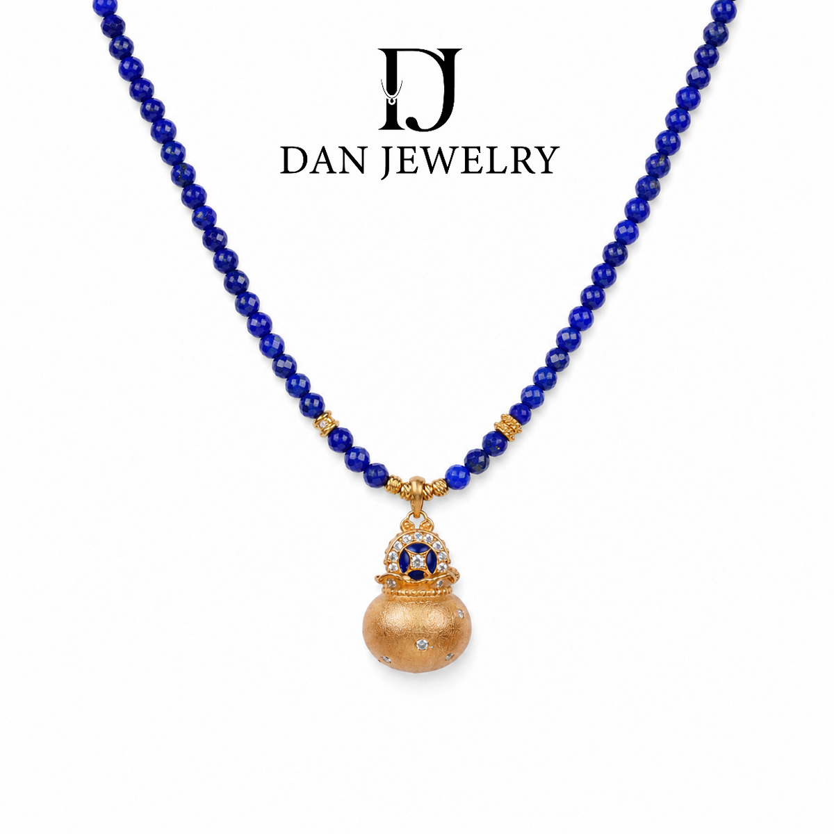 Gold-Tone Gourd Pendant Lapis Lazuli Necklace D2607310