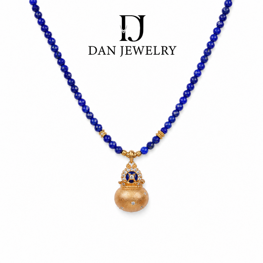 Gold-Tone Gourd Pendant Lapis Lazuli Necklace D2607310